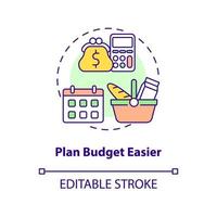 ícone de conceito de plano de orçamento mais fácil vetor