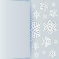 inverno feriado fundo com espaço para texto, grande flocos de neve com sombra e minúsculo aberto cartão página. vetor ilustração em branco fundo, modelo para saudações Natal Novo ano cartão