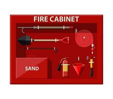 fogo gabinete. combate a incêndios definir. fogo proteção equipamento. vetor ilustração dentro plano estilo