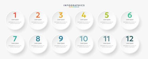 moderno o negócio infográfico modelo com 12 opções ou passos ícones. vetor