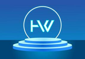 carta hw azul logotipo placa. vetor logotipo Projeto para negócios.