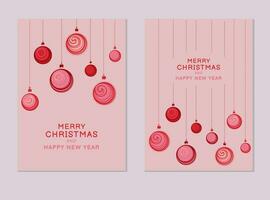 vetor conjunto modelos feriado cartões. mão desenhado Natal bolas. gráficos adequado para usar para Instagram publicar, bandeira, imprimir, esfolador