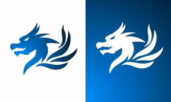 ilustração vetor gráficos do logotipo modelo símbolo azul Dragão com asas