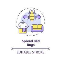 2d editável multicolorido espalhar cama insetos ícone, simples isolado vetor, integrado pragas gestão fino linha ilustração. vetor