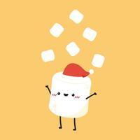 marshmallow desenho animado. marshmallow personagem Projeto. marshmallow com uma santa claus chapéu. vetor