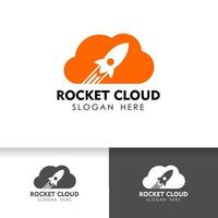 modelo de design de logotipo de nuvem de foguete. modelo de design de logotipo de tecnologia de nuvem. vetor