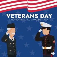 veterano de guerra e fuzileiro naval dos EUA se saudando, adequado para ilustração do dia dos veteranos vetor