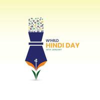 tipografia - vishv hindi divas significa mundo hindi dia, 10 janeiro, feliz hindi diwas indiano festival hindi dia celebração, indiano tipografia vetor