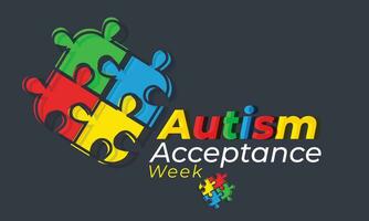 autismo aceitação semana. fundo, bandeira, cartão, poster, modelo. vetor ilustração.