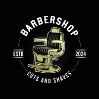 ouro elegante barbearia logotipo Projeto modelo vetor