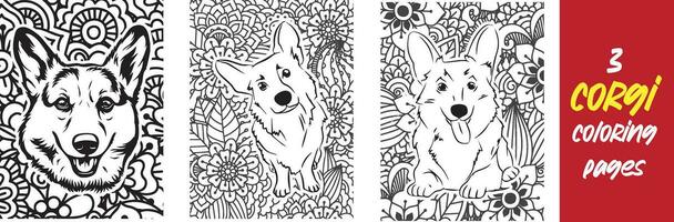 rabisco corgi coloração página livro vetor