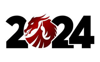 logotipo 2024 com a Dragão. ícone com a símbolo do a ano. simples, moderno, e conciso Projeto. vetor