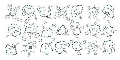 cheirando pop art quadrinhos desenhos animados peido nuvem estilo plano design ilustração vetorial conjunto. vetor