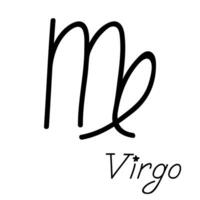 mão desenhada virgo signo do zodíaco símbolo esotérico doodle elemento de clipart de astrologia para design vetor