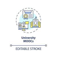 2d editável multicolorido ícone universidade moocs conceito, simples isolado vetor, mooc fino linha ilustração. vetor