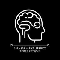 2d pixel perfeito editável branco cérebro e olho ícone, isolado vetor, fino linha ilustração representando olho Cuidado. vetor