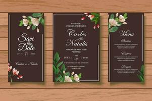 mão desenhado floral Casamento convite cartão conjunto vetor