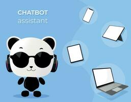 robô em forma chatbot assistente com artificial inteligência. fofa robô vetor ilustração