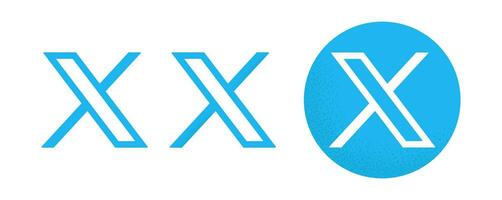 Twitter azul Novo logotipos com grão textura vetor
