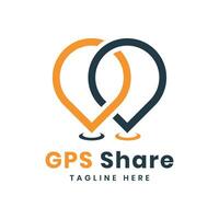 GPS compartilhar navegação logotipo Projeto conceito vetor
