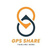 GPS compartilhar navegação logotipo Projeto conceito vetor