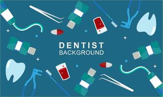 dentista Ferramentas e equipamento bandeira conceito vetor