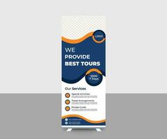 agência de negócios de viagens standee x rollup pullup modelo de vetor de banner de sinalização retrátil