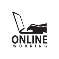 vetor de logotipo de ícone de trabalho on-line em casa