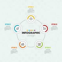 vetor circular esquema com seis volta papel branco elementos. conceito do cíclico o negócio processo com 6 estágios. mínimo infográfico Projeto modelo.