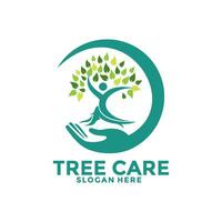 árvore Cuidado, Salve  árvore logotipo vetor, pessoas árvore logotipo ícone modelo vetor