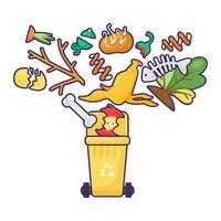orgânico desperdício reciclando acariciado Lixo bin vetor