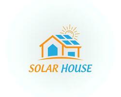 casa com Sol solar casa concepção vetor logotipo modelo.