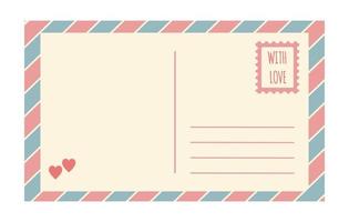 modelo de cartão postal vintage de vetor isolado no fundo branco. vazio romântico à moda antiga retro cartão-postal. com amor