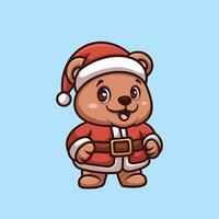 Urso santa feliz desenho animado ilustração vetor