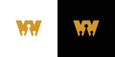 moderno e luxo rei W logotipo Projeto vetor