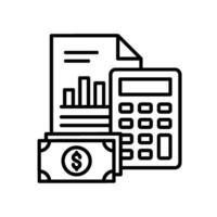 despesas ícone com relatório papel, calculadora e dinheiro.svg vetor