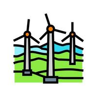 Fazenda aéreo Visão vento turbina cor ícone vetor ilustração