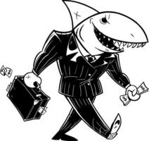 o negócio Tubarão Sombrio terno linha arte vetor