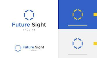 logotipo Projeto ícone do geométrico moderno retângulo caixa 3d hexágono forma Visão com simples esboço vetor