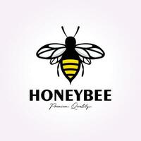 simples querida abelha logotipo vintage ícone projeto, doce inseto ilustração vetor