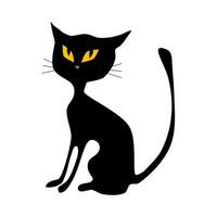 Preto gato. dia das Bruxas gato isolado em branco fundo. vetor ilustração