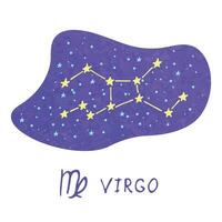 mão desenhada virgo signo do zodíaco símbolo esotérico doodle elemento de clipart de astrologia para design vetor