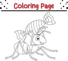 engraçado formiga carregando doce coloração página vetor