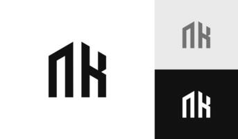 carta nk inicial com casa forma logotipo Projeto vetor