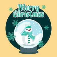Natal fofa cartão com boneco de neve personagem vetor ilustração