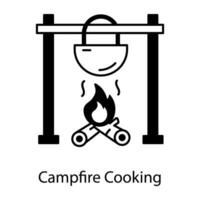 agarrar isto linear ícone representando fogueira cozinhando vetor