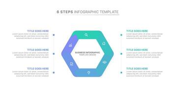 hexagonal infográfico Projeto modelo com seis opções vetor