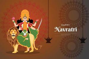 desejos navratri felizes, arte conceitual de navratri, ilustração de 9 avatares da deusa durga, katyayini devi vetor