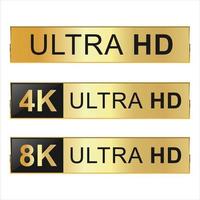 coleção de ícones full hd 4k 8k e ultra hd vetor