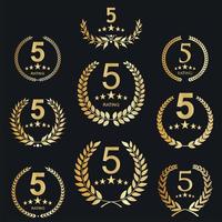 coleção de modelo de ícones de classificação de cinco estrelas douradas vetor